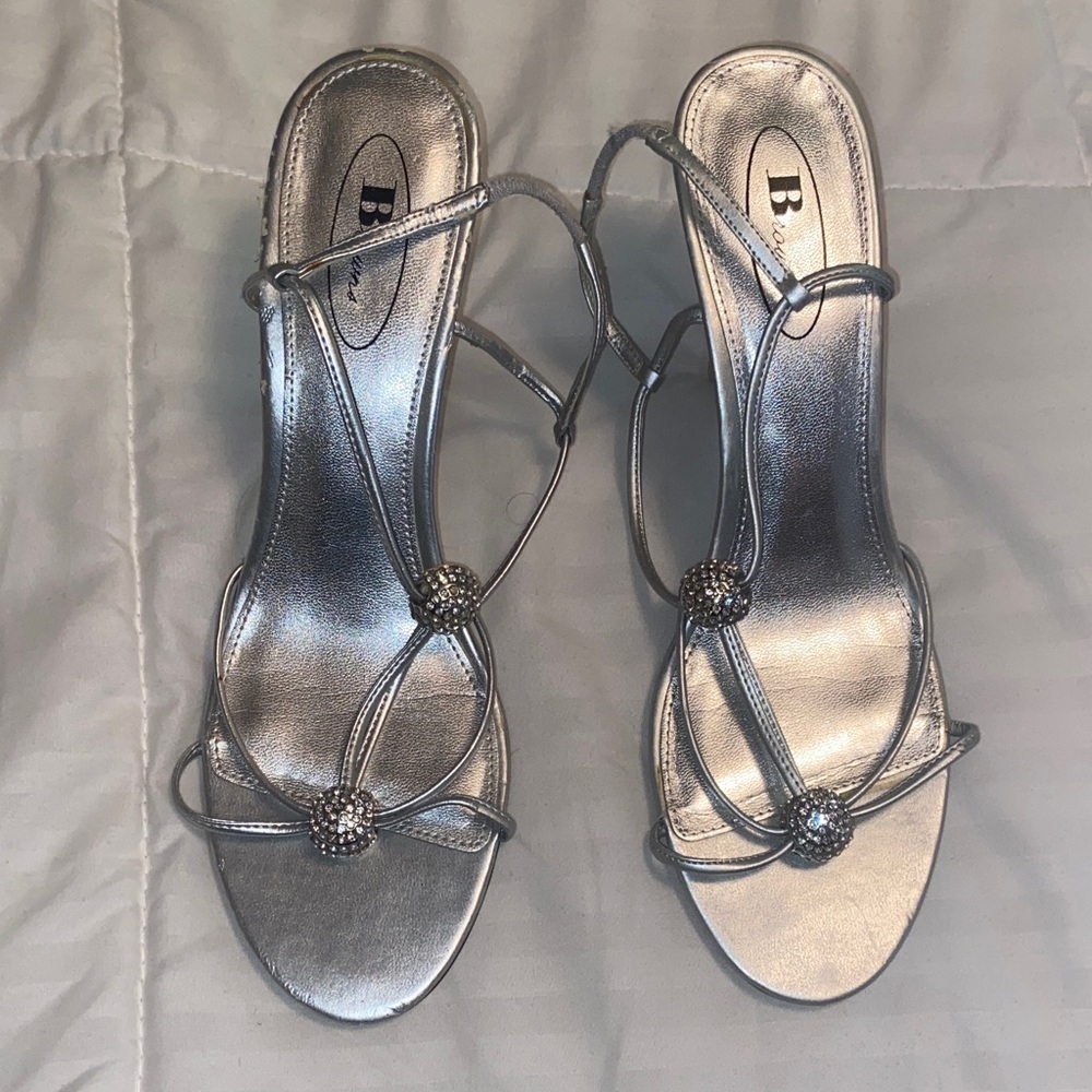 Elegant Silver Strappy Heels